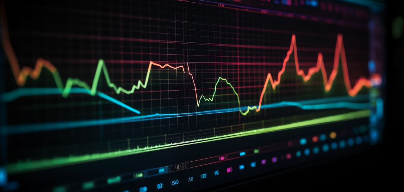 Glowing blue pulse trace on computer monitor symbolizes healthy heartbeat generated by AI